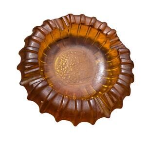 vintage mid-century modern amber glass ashtray